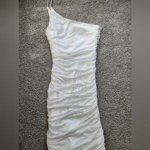 Princess Polly White Ruched One-Shoulder Dress